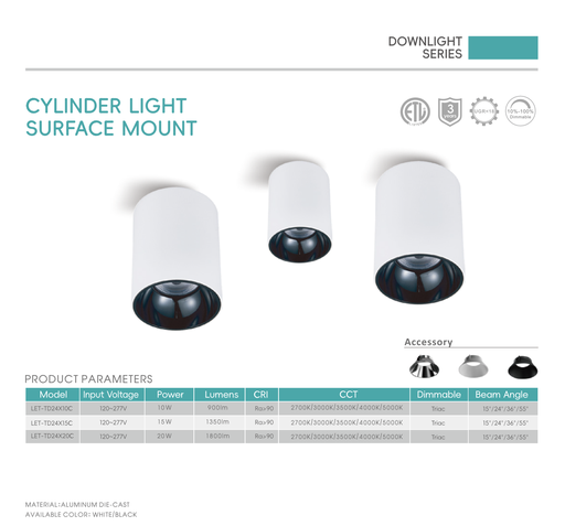 Cylinder Light Surface Amount